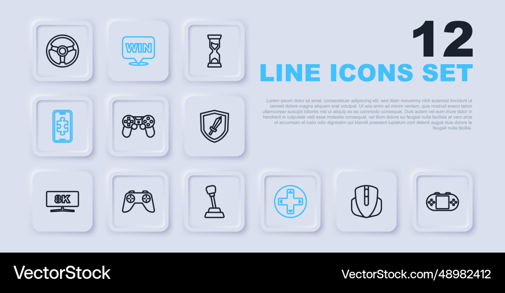 Set line computer mouse portable video game Set line computer mouse portable video game vector image