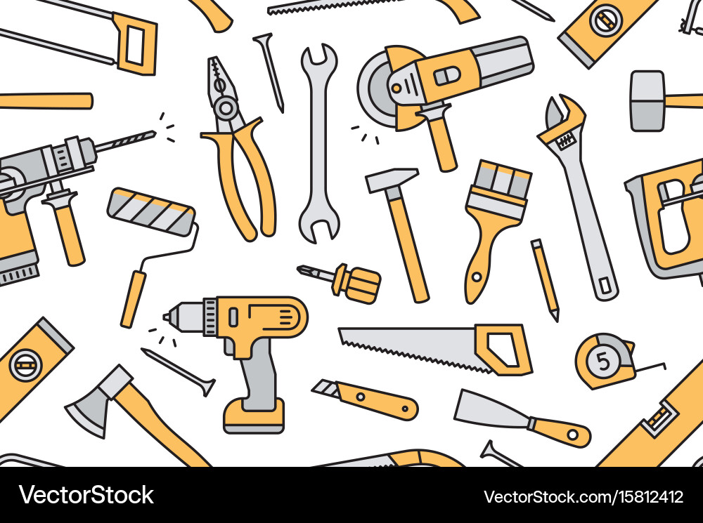 Tool Collection Seamless Pattern vector image