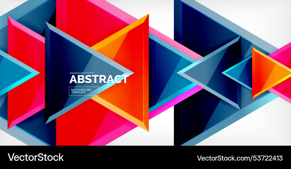 Abstract background - colorful triangles with 3d Vector Image