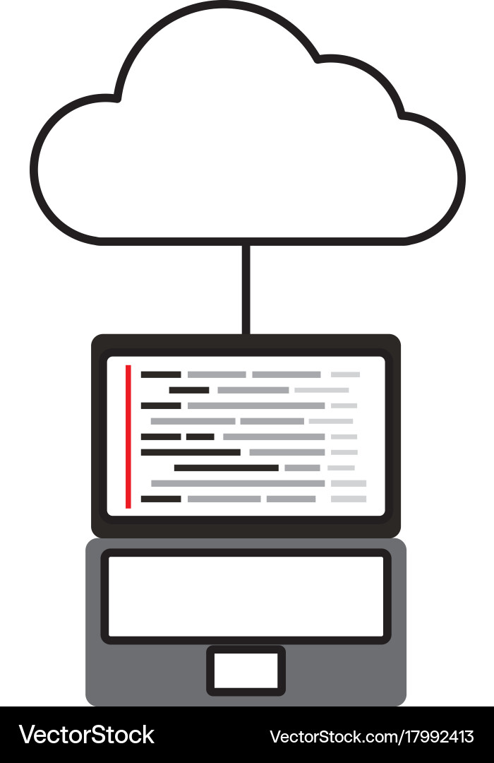 Cloud Computing Laptop Programmiercode Speicher vektorbild