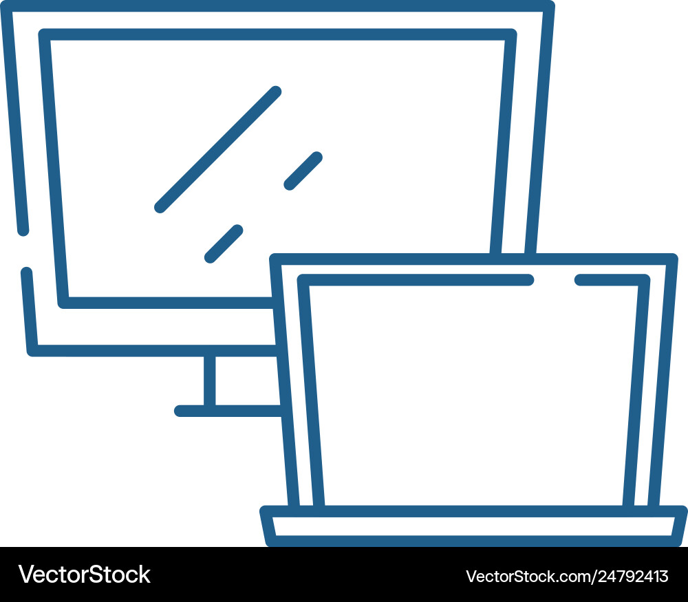 Computer monitor line icon concept vector image