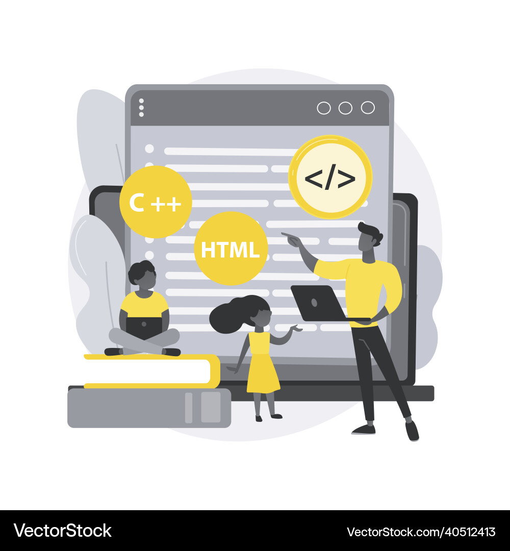 Computer programming camp abstract concept Computer programming camp abstract concept vector image