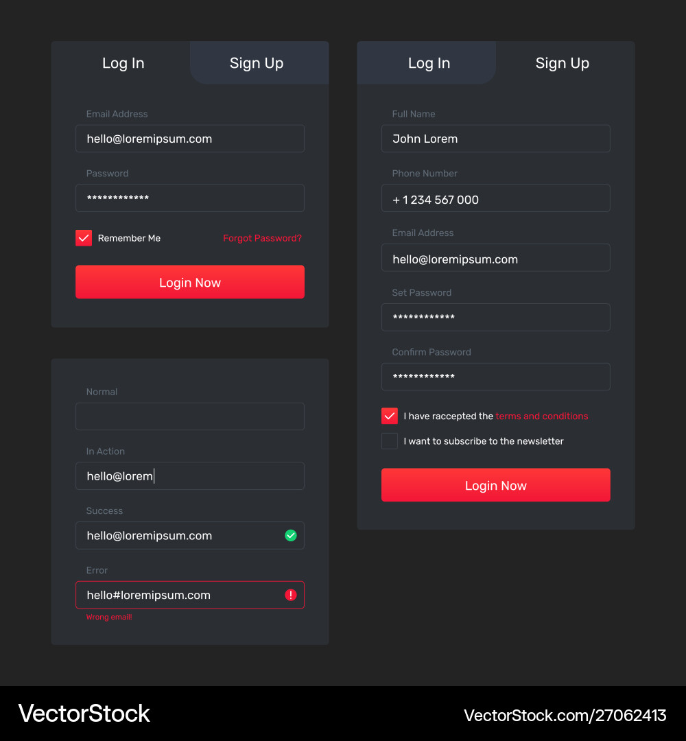 Dark-web-ui-login-signup-form copy Dark-web-ui-login-signup-form copy vector image