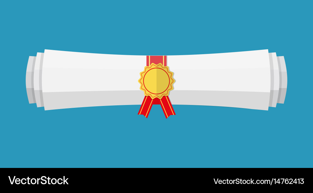 Diploma Scroll with Ribbon Vector Image