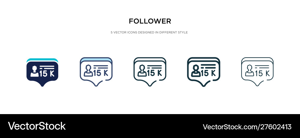 Follower icon in different style two colored Follower icon in different style two colored vector image