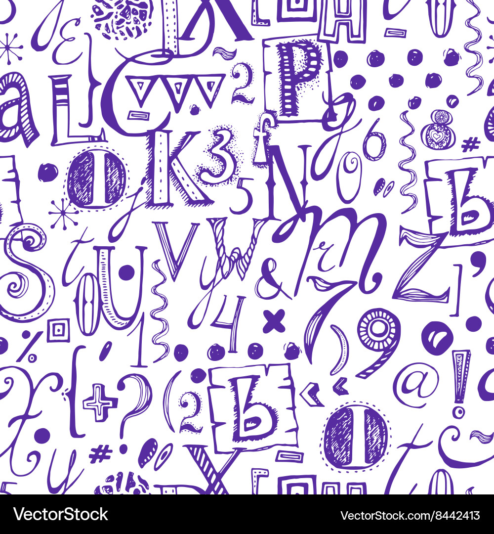 Hand drawn font seamless pattern Vector Image