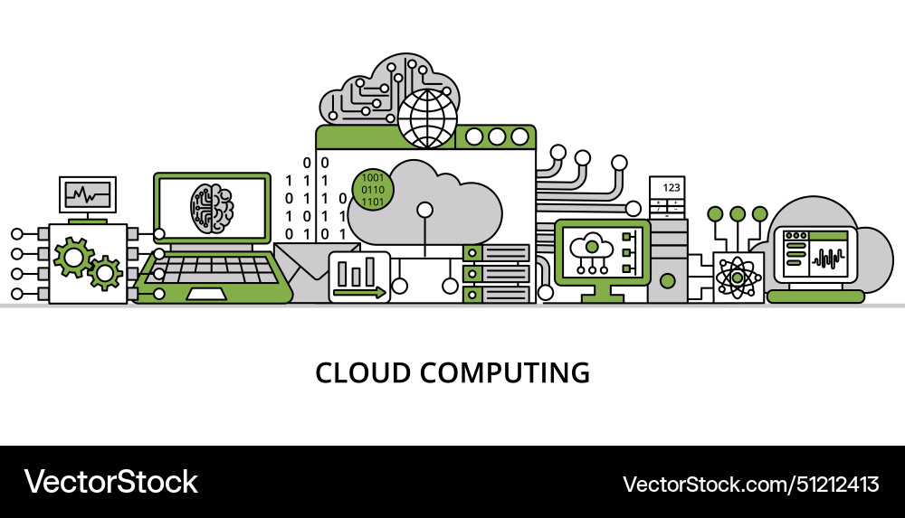 Infographic greenery cloud computing concept Infographic greenery cloud computing concept vector image