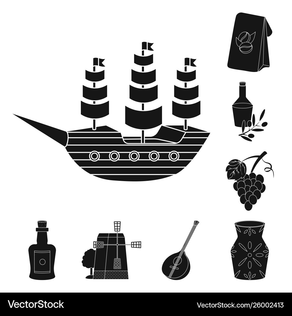 Isolated object and country icon set Isolated object and country icon set vector image