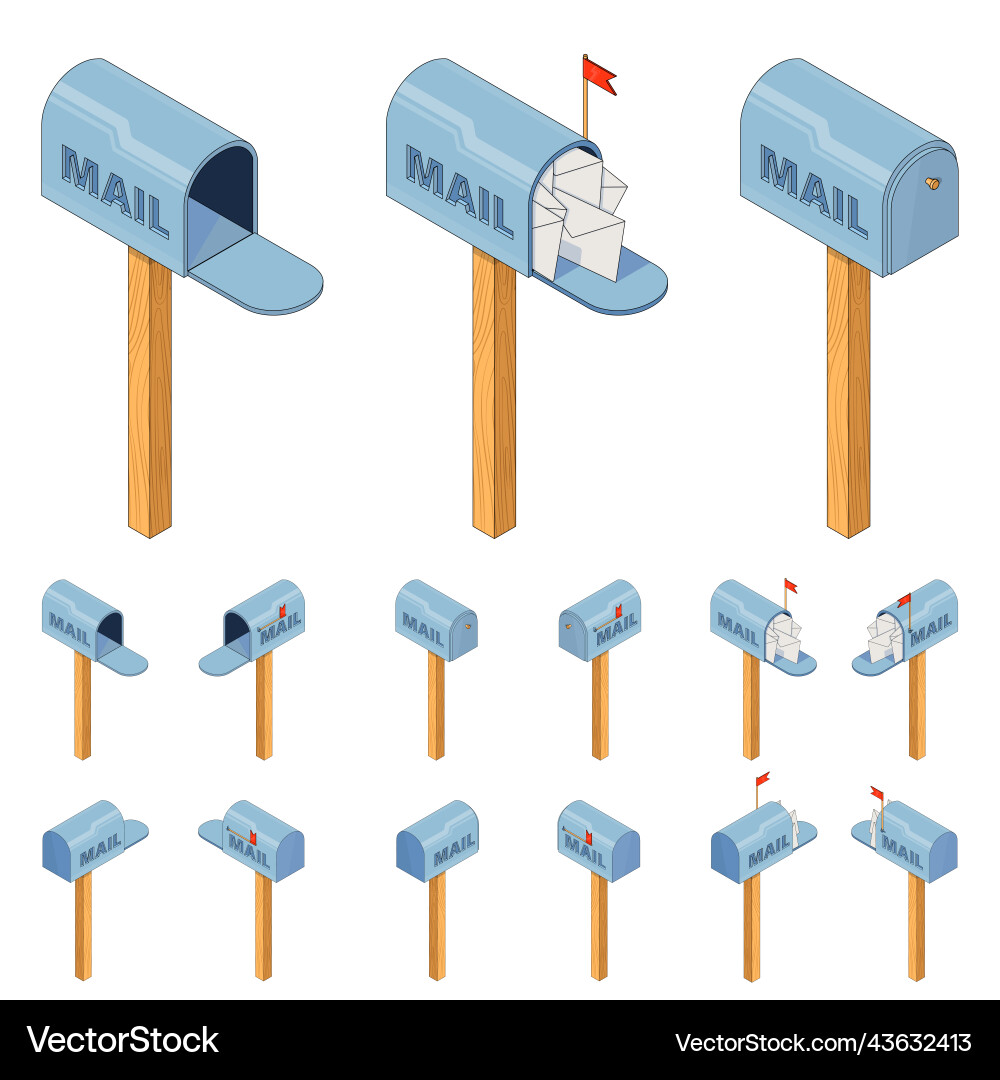 Mailbox 3d isometry isolate an image Vector Image