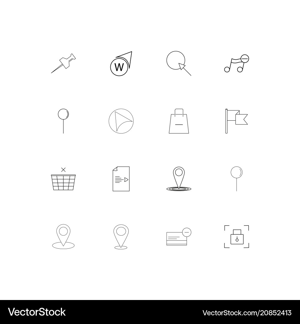 Maps and navigation linear thin icons set vector image