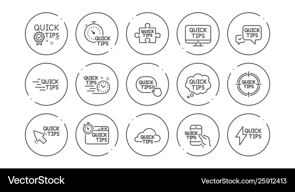 Quick tips line icons helpful tricks solution Vector Image