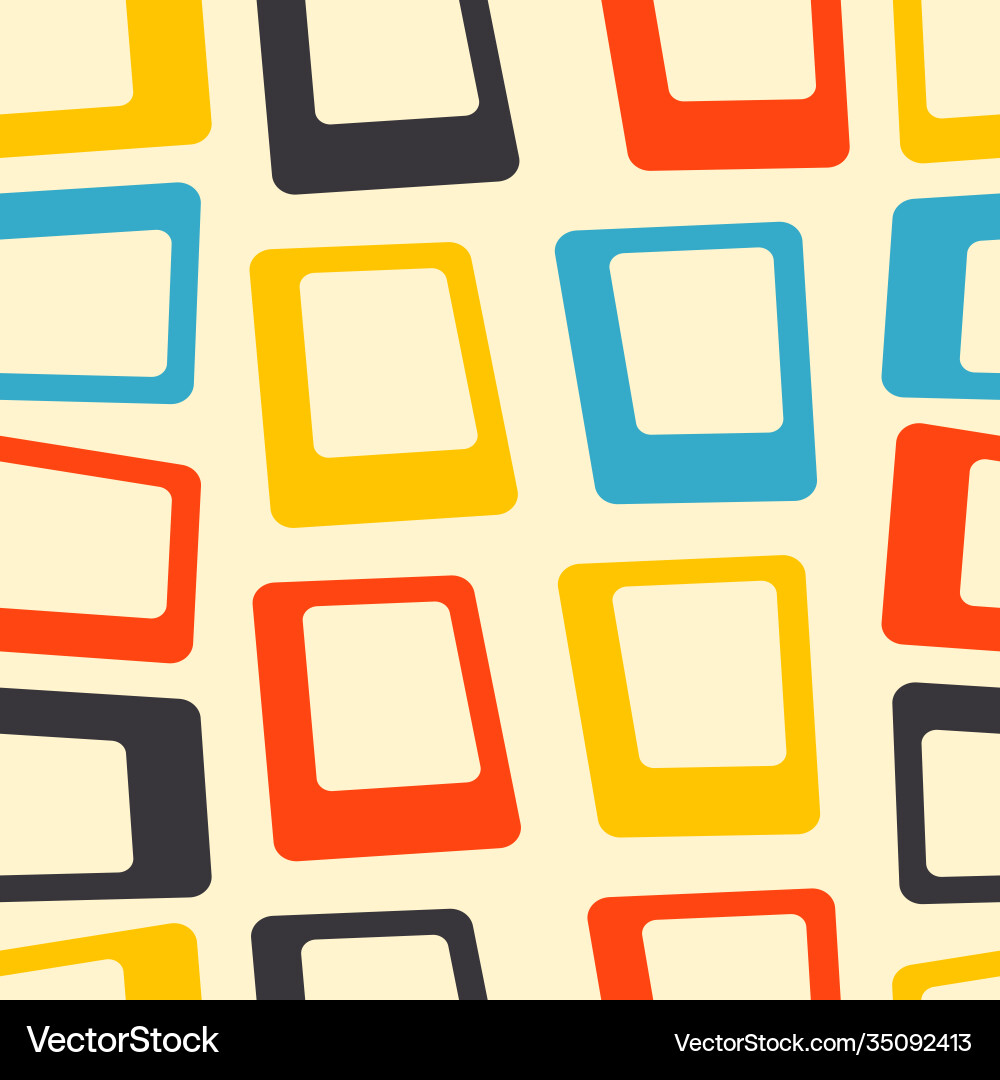 Retro Mid-Century Square Pattern Vector Image