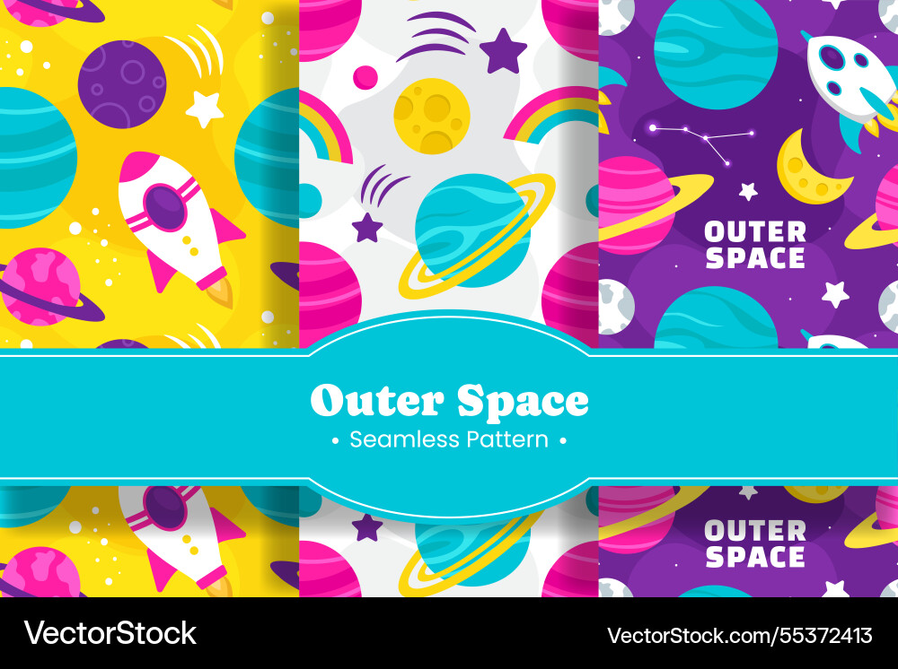 Seamless pattern of outer space exploration Vector Image