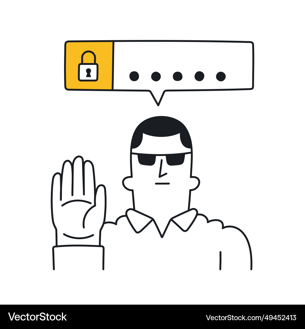 Security guy who asks for a password Security guy who asks for a password vector image