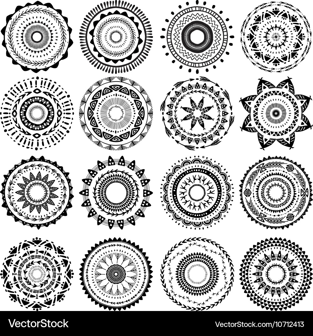 Set of round ornament patterns vector image