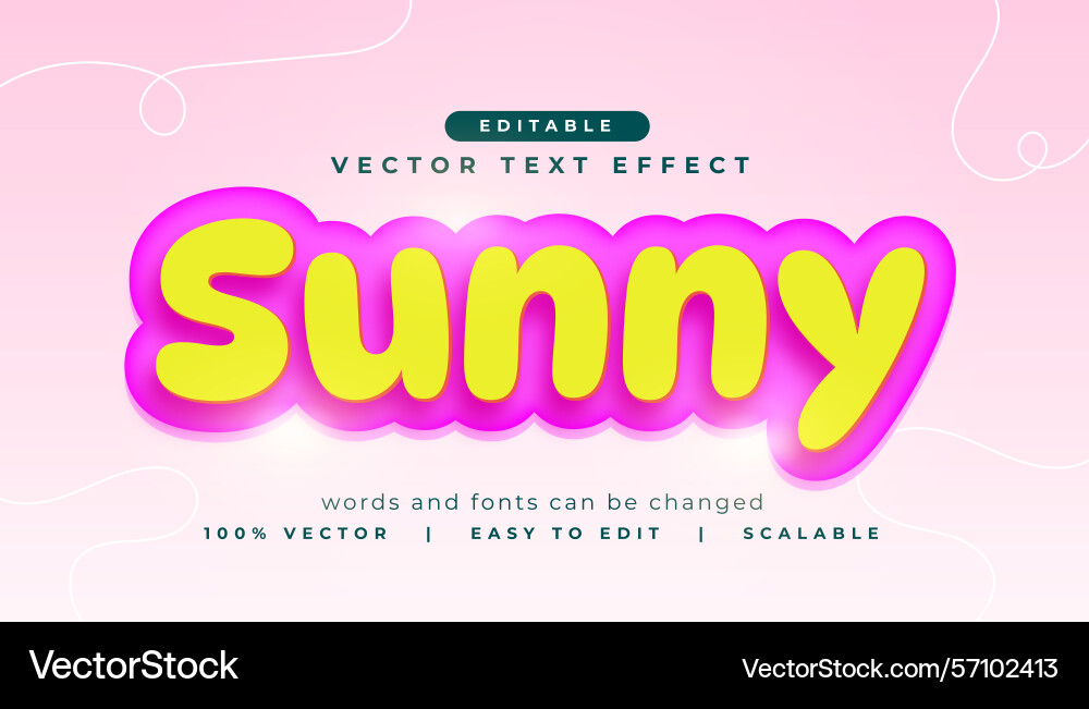 Text effect style sunny editable font mockup vector image