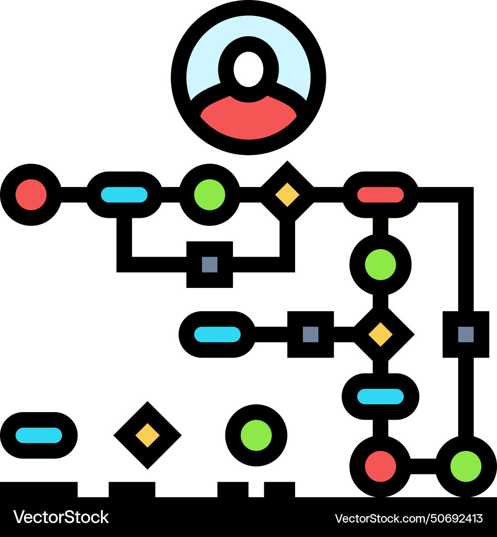 User flow ux ui design color icon vector image