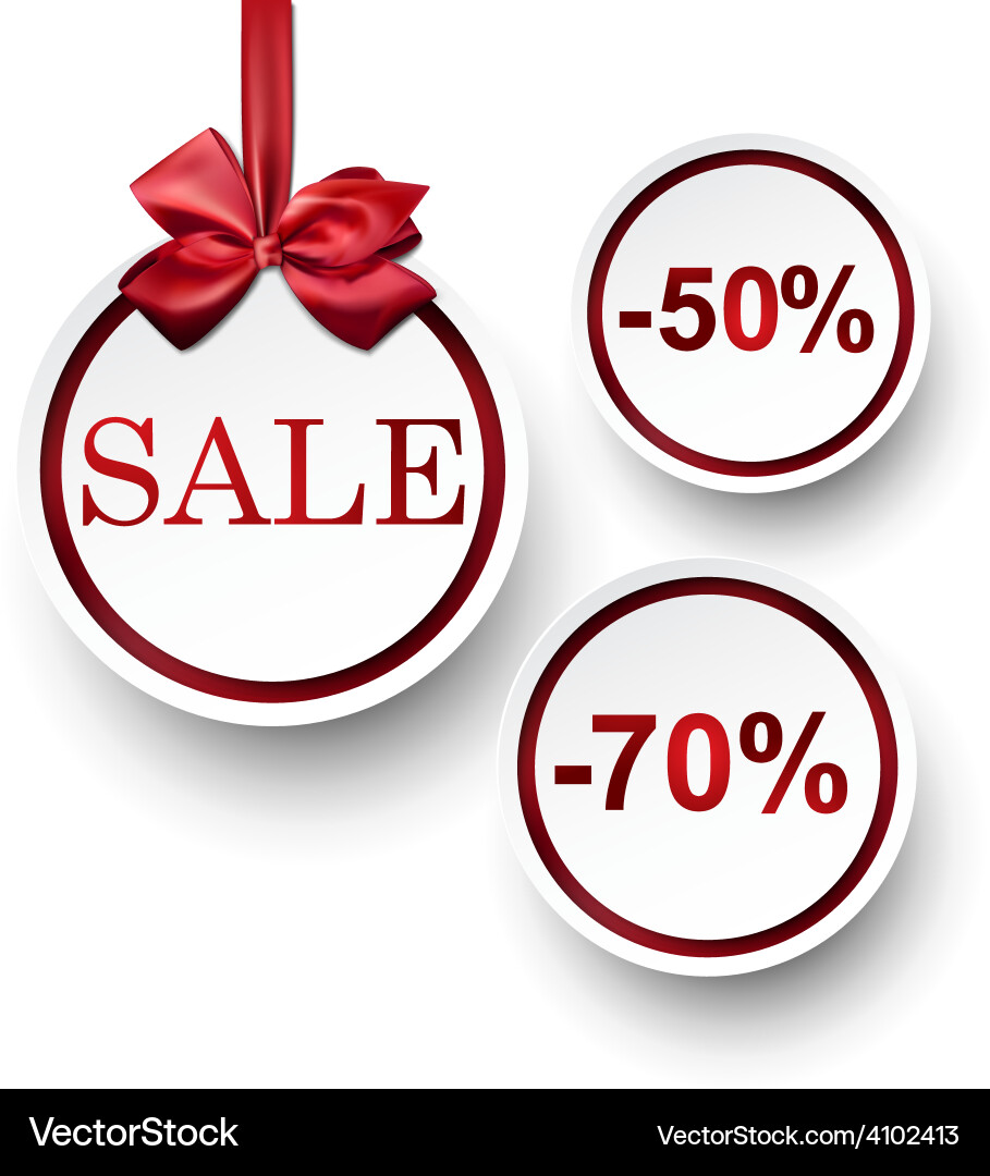 White paper round sale labels Vector Image