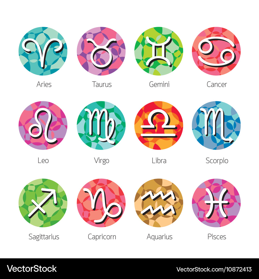 Zodiac signs icons set Vector Image