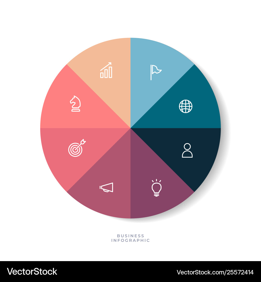 8 steps circle chart with business icon 8 steps circle chart with business icon Vector Image