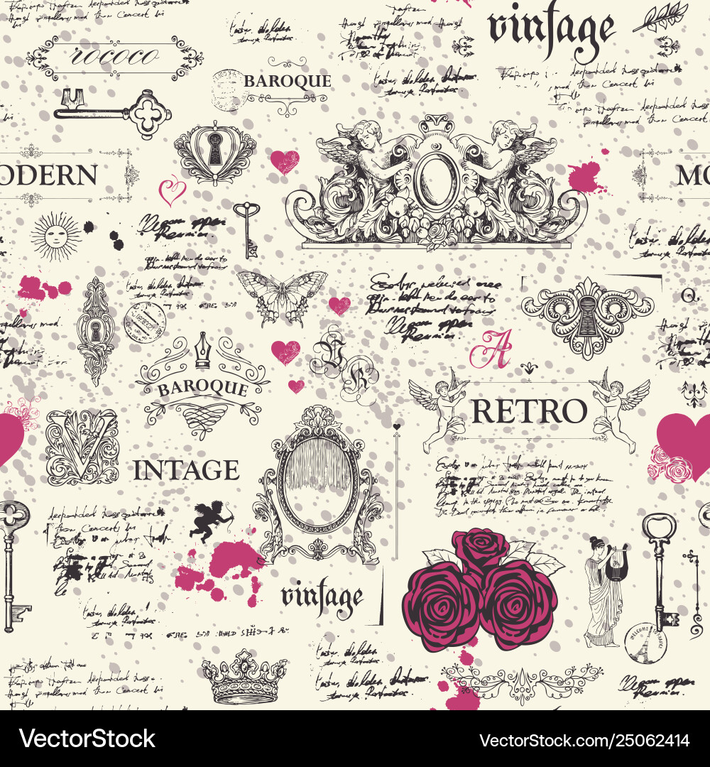 Abstract seamless pattern with sketches and notes Abstract seamless pattern with sketches and notes vector image