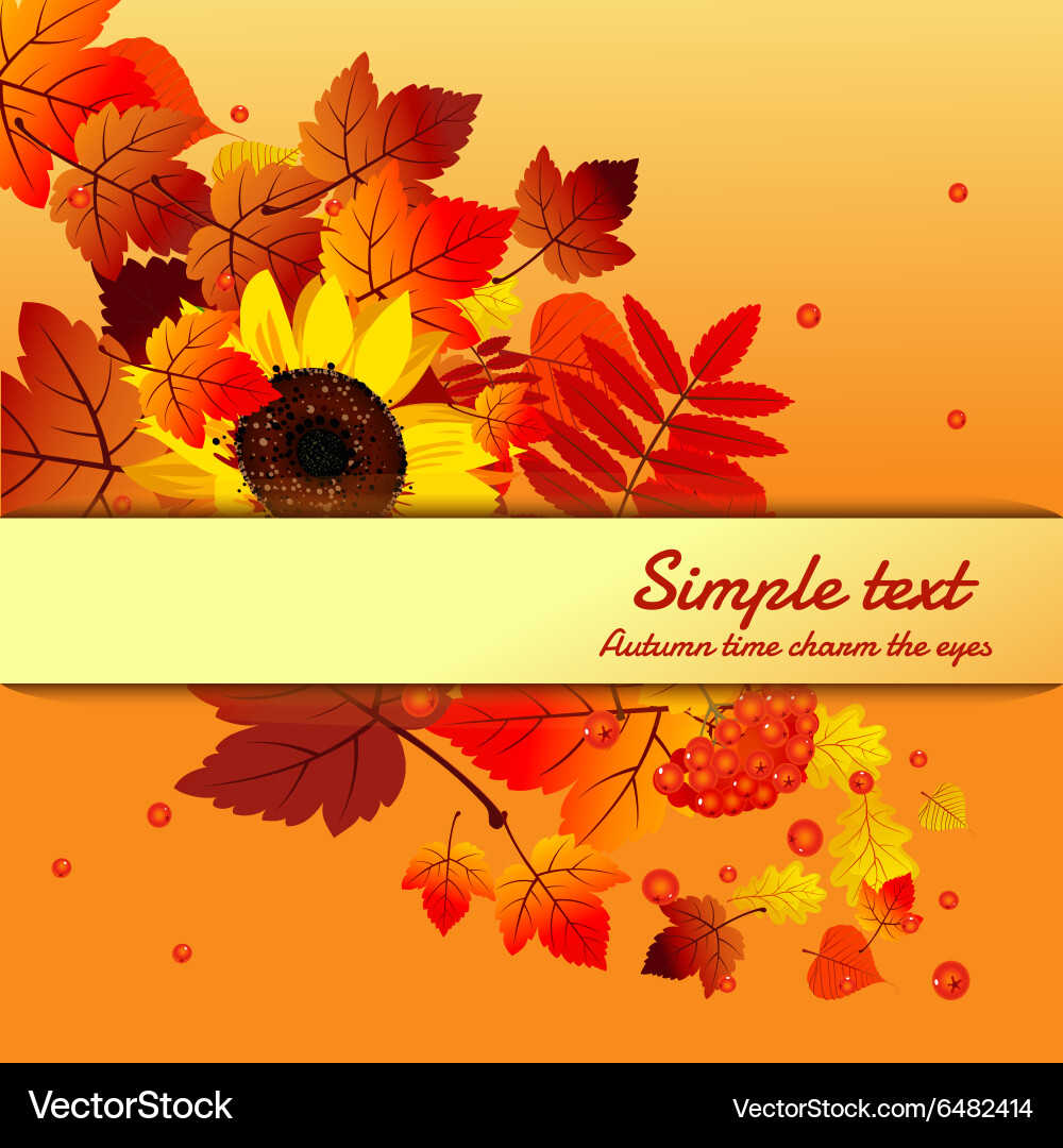 Autumn card with horizontally space for text Vector Image