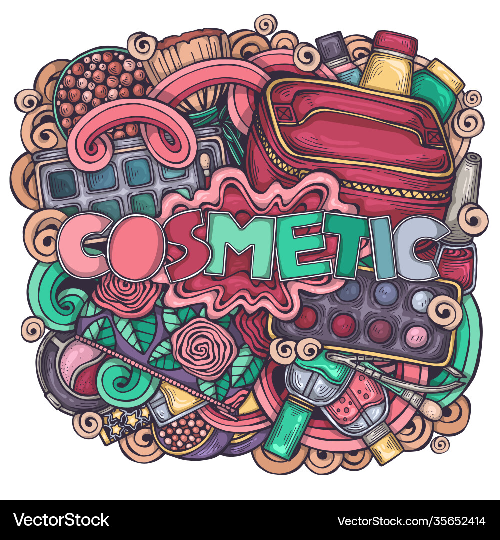 Colorful art with make up objects Colorful art with make up objects Vector Image