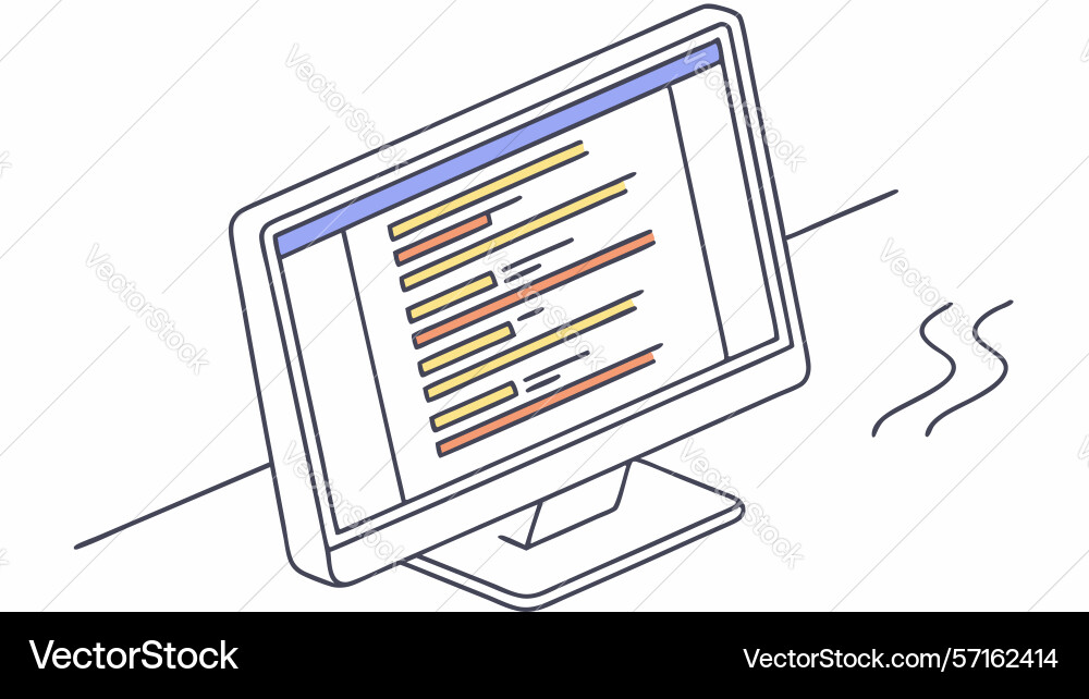 Computermonitor mit Codesoftware Entwicklung vektorbild