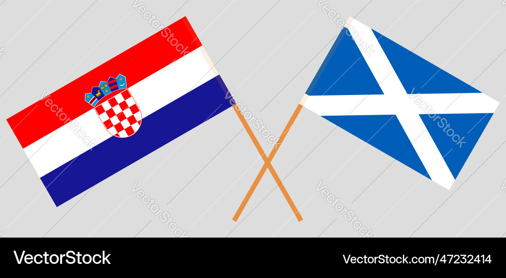 Crossed flags of croatia and scotland Crossed flags of croatia and scotland vector image