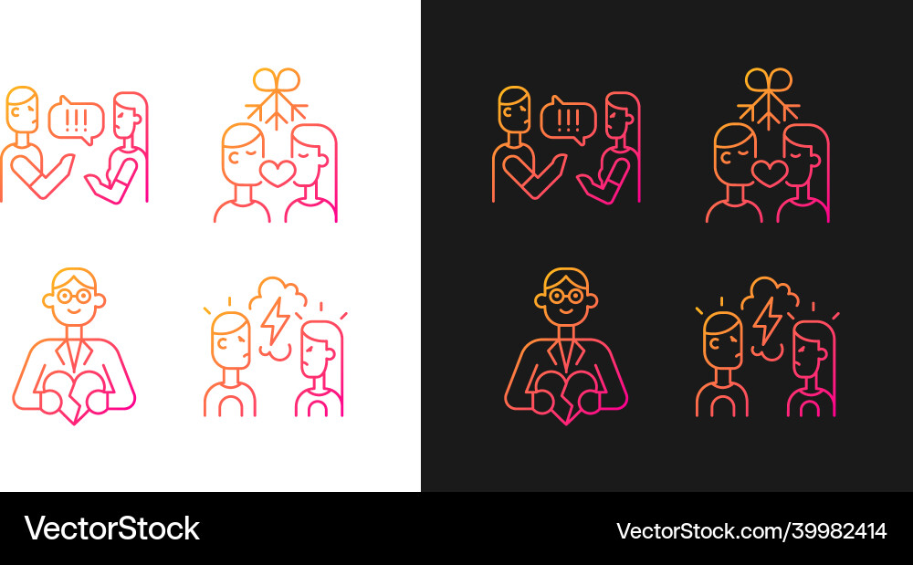 Fighting in relationship gradient icons set Fighting in relationship gradient icons set Vector Image