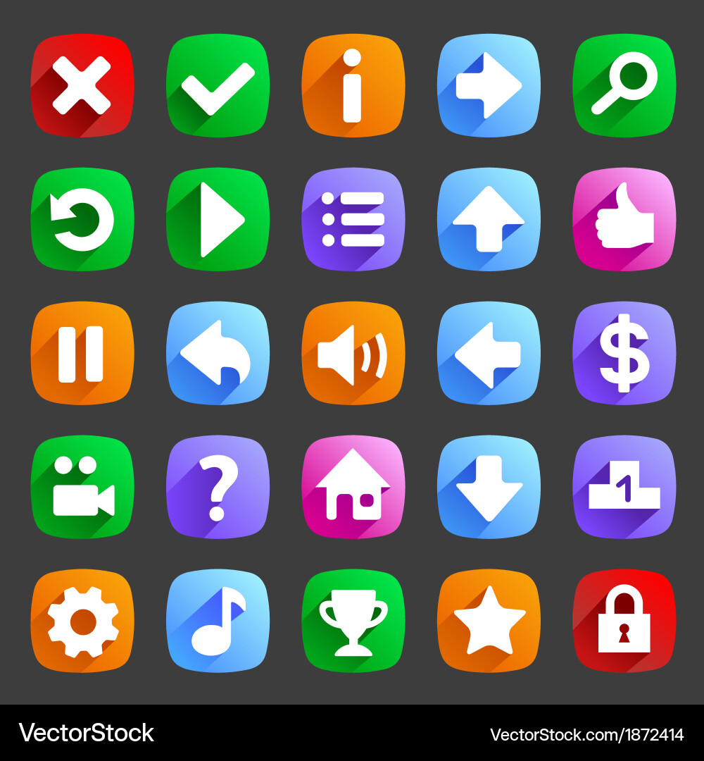 Flat Game Icon Set Vector Image