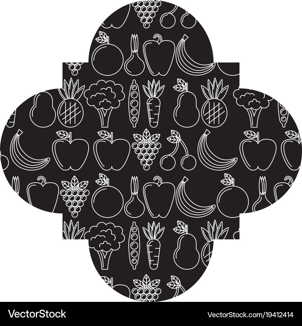Frame with fruits and vegetables pattern Vector Image
