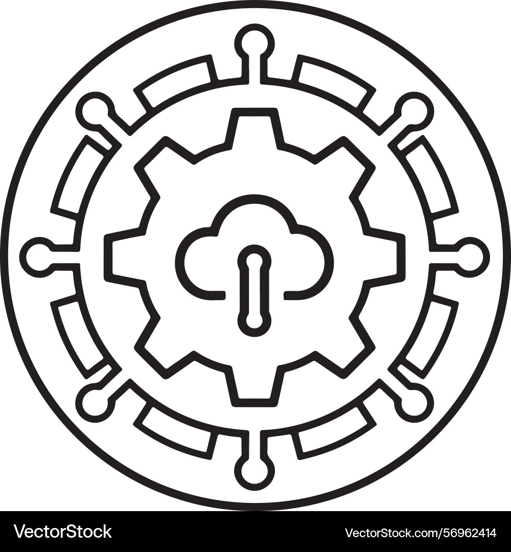 Glowing cloud computing icon tech gear network Vector Image