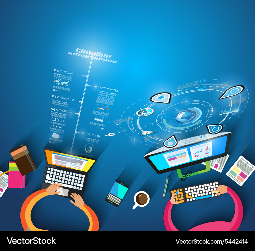 Infographic teamwork and brainstorming with flat Vector Image