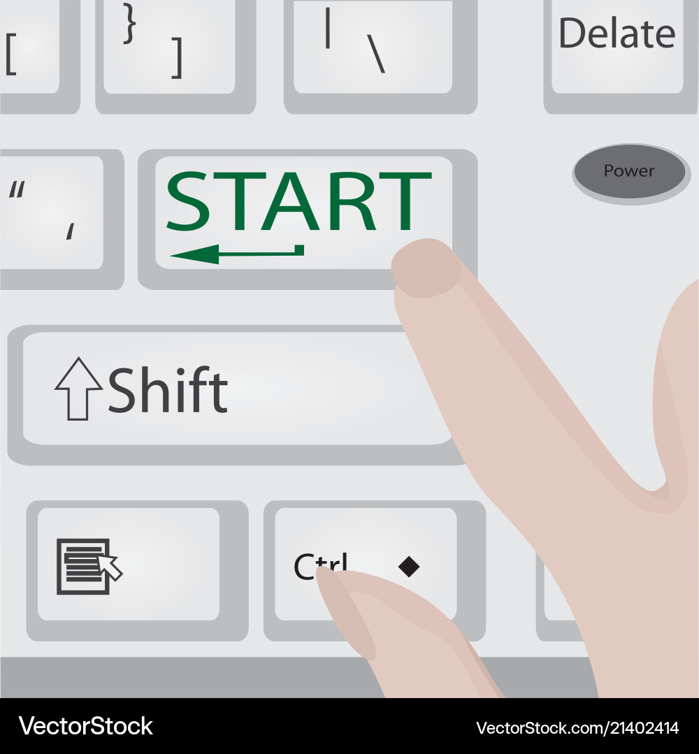 Keyboard start power button computer Keyboard start power button computer vector image