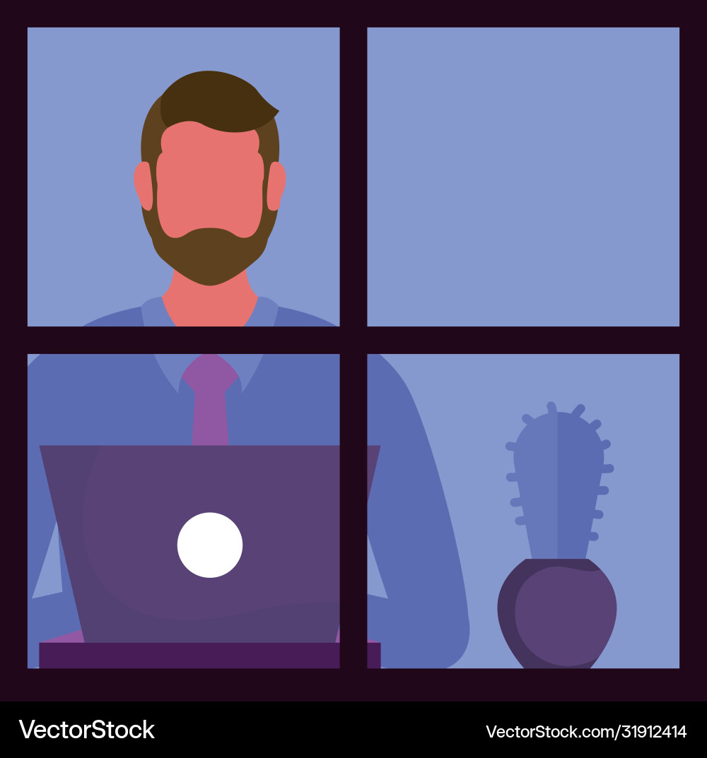 Man with laptop at window design vector image