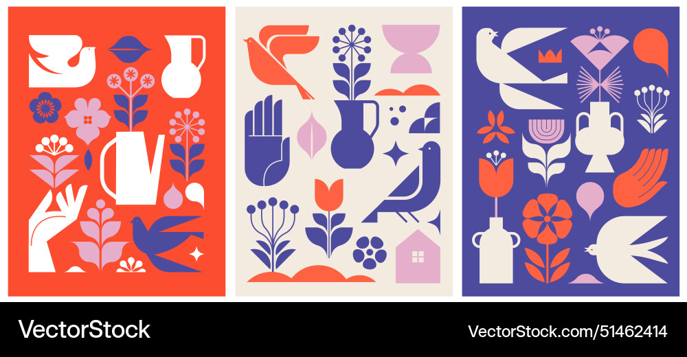 Modern Floral Symbol Set vector image