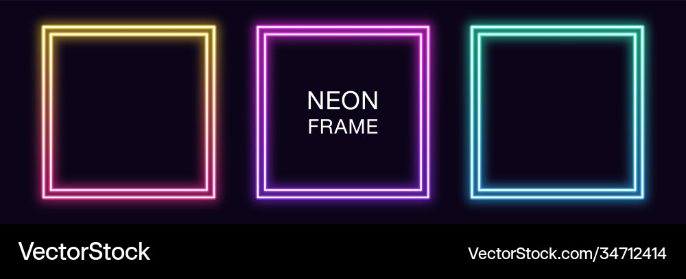 Neon Gradient Square Frames vector image
