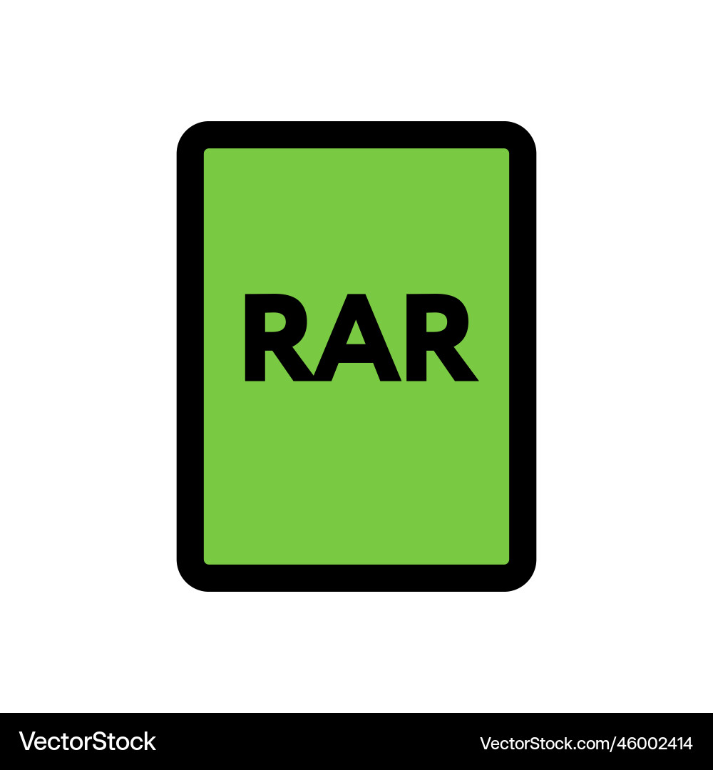 Rar file icon line isolated on white background Vector Image