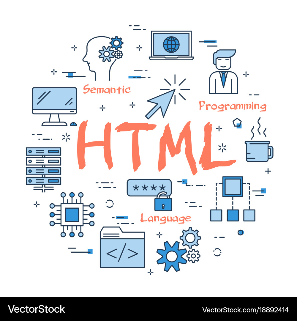 Round linear banner - html concept vector image