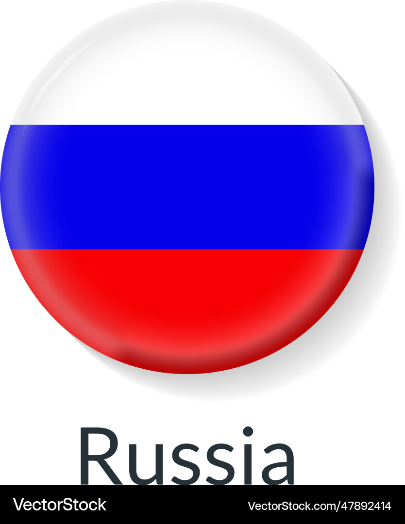 Russia flag 3d icon circle badge or button round Russia flag 3d icon circle badge or button round vector image