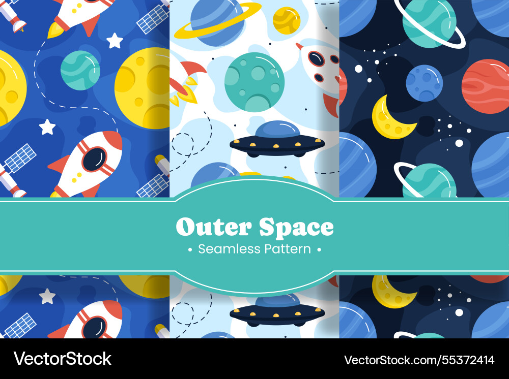 Seamless pattern of outer space exploration Seamless pattern of outer space exploration vector image