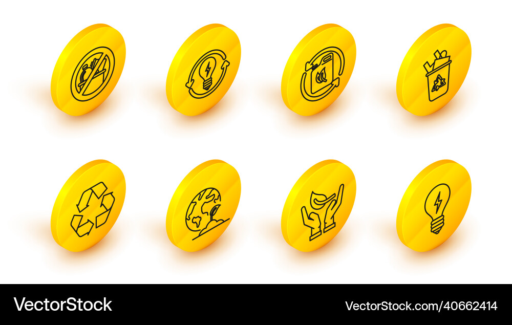 Set line light bulb with lightning symbol sprout Vector Image