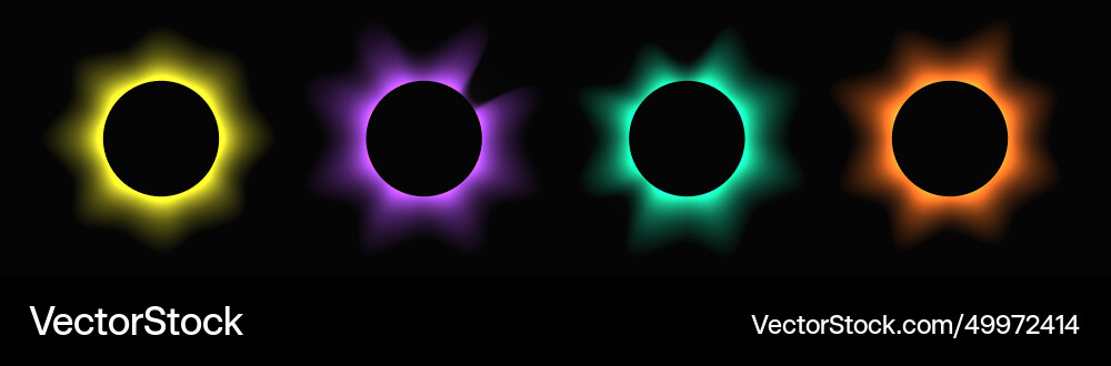 Set of circle illuminate light frames with color Set of circle illuminate light frames with color vector image
