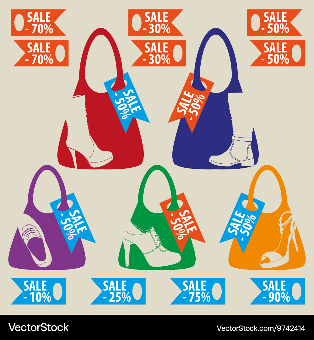Set of colored emblems with different kinds Vector Image