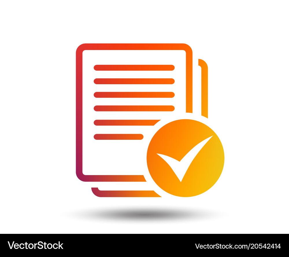 Text file sign icon check document symbol Vector Image