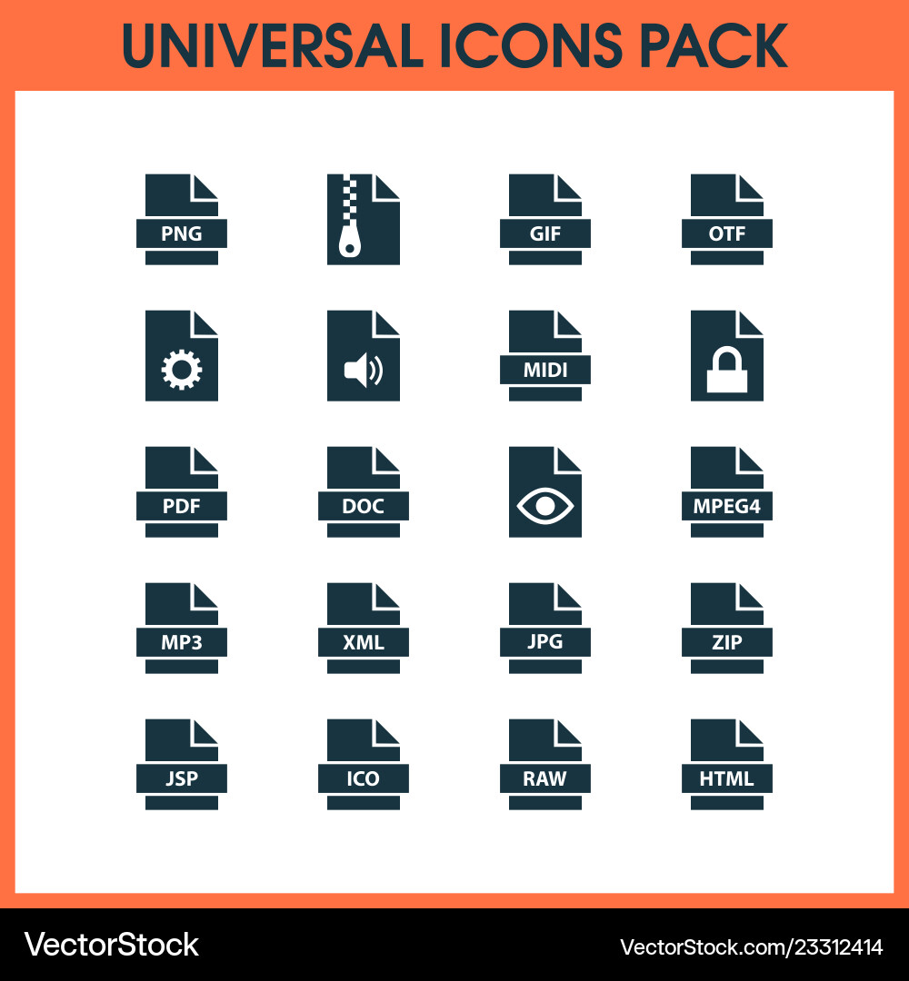 Types icons set with script text format Types icons set with script text format vector image