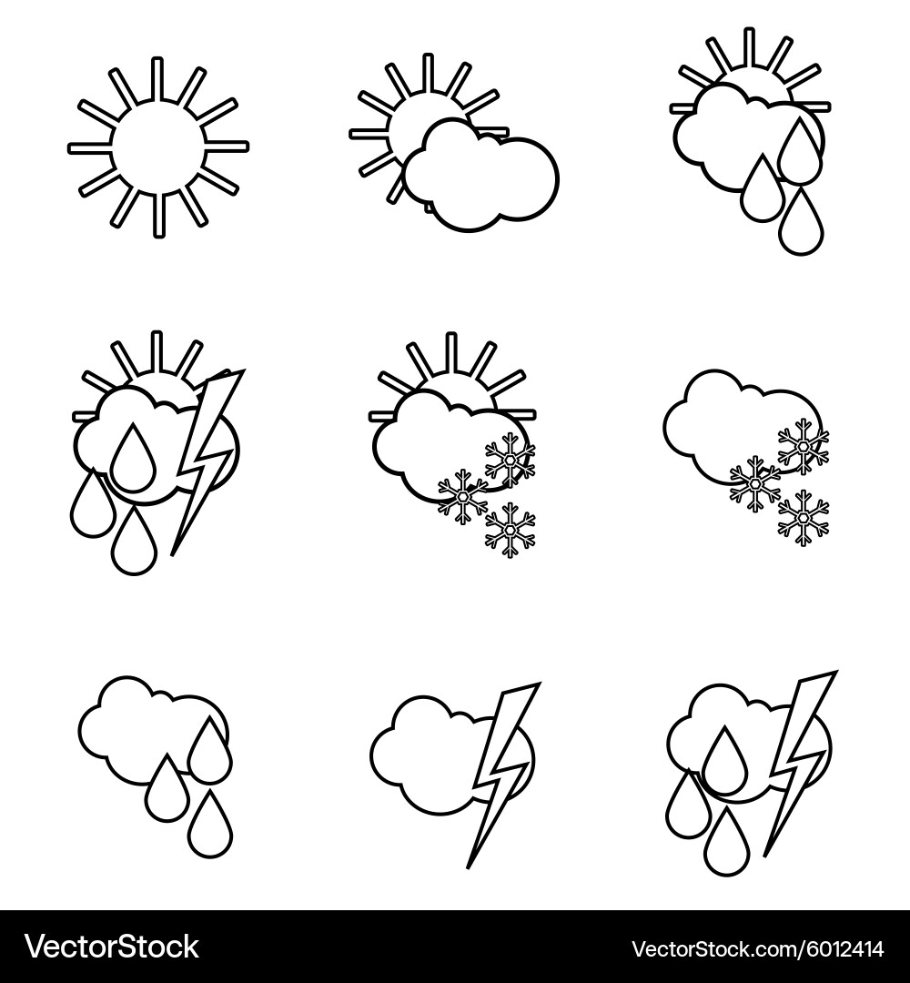 Weather icons linear design isolated vector image