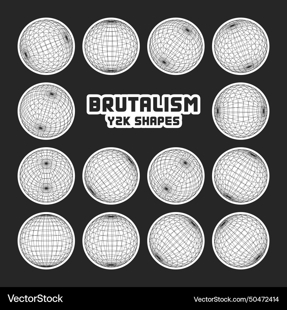 Wireframe shapes lined sphere perspective mesh Wireframe shapes lined sphere perspective mesh vector image