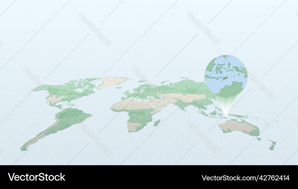 World map in perspective showing the location Vector Image